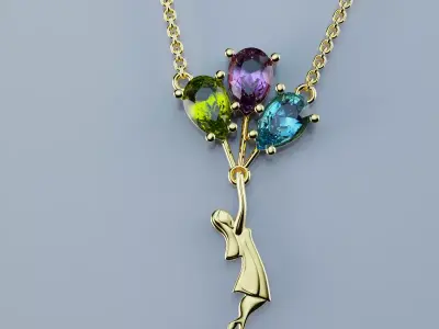 Pendant Girl with balloons 3D print model