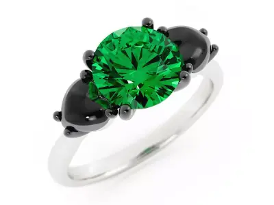 Alternative three stone engagement ring with rendering 3D print model