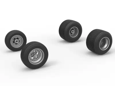 Wheel set of Dirt Sprint car Scale 1 to 25 3D print model