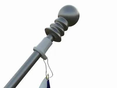 USA Flag and flagpole 3D model