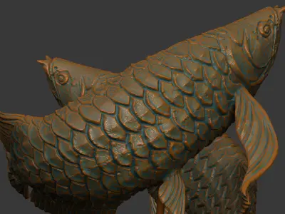Arowana Sculpture Highpoly 3D model