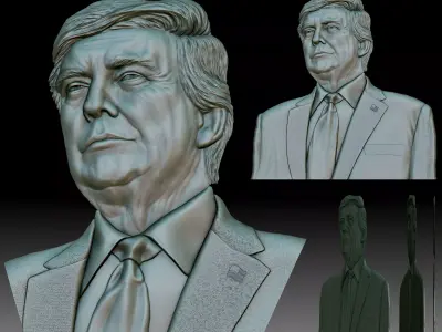 Donald Trump portrait coin medal bas-relief 3D print model