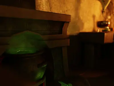 Stylized Witch Interior Decore Low-poly 3D model