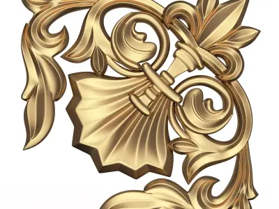 Corner Carved Plaster Molding Decoration 023 Low-poly 3D model