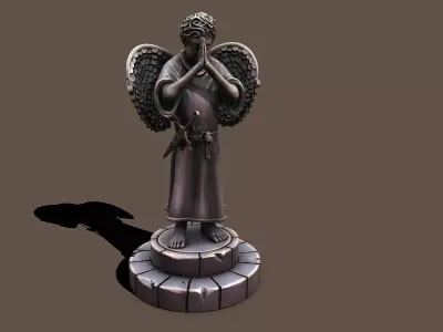 Statue holy kid Low-poly 3D model