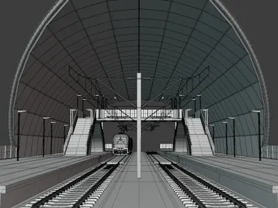 Railway stations and bridge 3D Model Collection