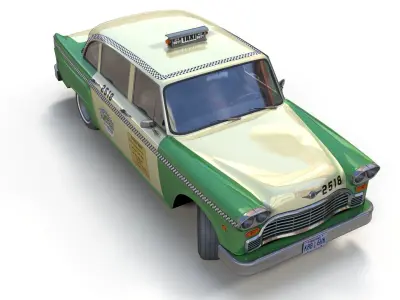 Vintage chicago taxi Low-poly 3D model