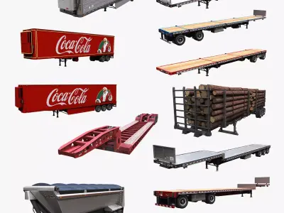 Industrial semi trailers 3D Model Pack