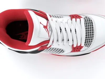 Jordan 4 Retro Fire Red PBR Low-poly 3D model