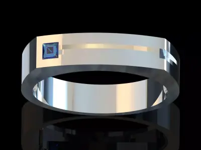 Mens Ring Model Modern Linear with Ruby Gemstone mr0287 3D print model