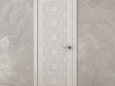 Interior door with carved arabian pattern 3D model