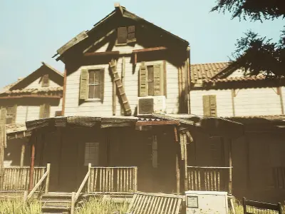 UE4 UE5 Abandoned wooden house modular V02Pro Updated 009 Low-poly 3D model