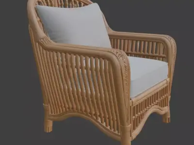 Ornate Rattan Armchair 3D model