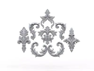 Luxury Baroque Ornament Set - Detailed Decorative 3D Design 3D model