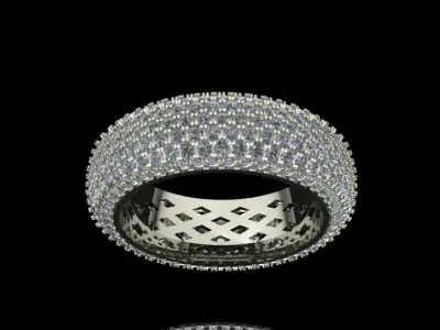 Luxury Golden Diamond Pave Ring 3D print model