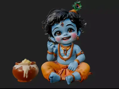 Baby Krishna 3D Printable Figurine  High-Detail  STL Model  3D print model