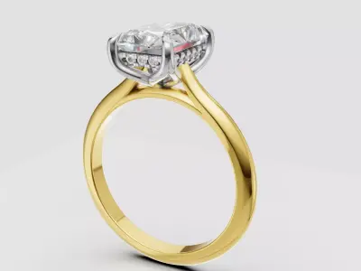 Radiant Luxury engagement ring 3D print model