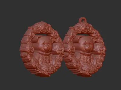 valentinesday teddy flower decor  3D print model