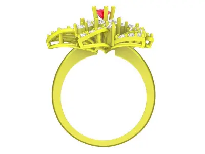 Luxury Layered Floral Gemstone Ring 3D Model  4441 3D print model