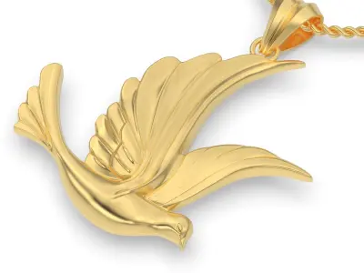 Dove Pendant Sculpture jewelry gold Necklace  3D print model