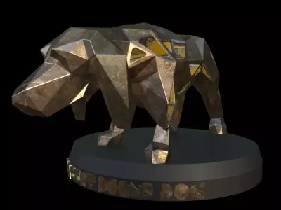 Steampunk Asia Basset Hound Dog  Low-poly 3D model