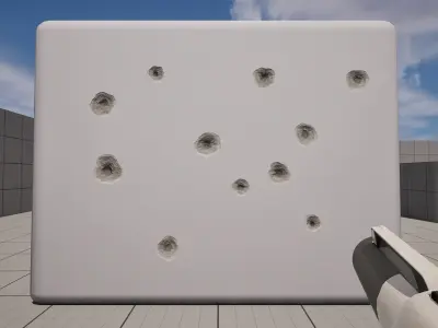 15 Bullet Hole Decals Pack on Concrete Wall 2 Texture