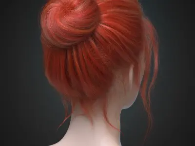 Female realistic hairstyle Ornatrix Alembic Hair Groom Plugin  3D model