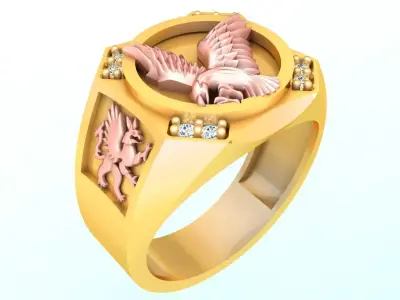 Eagle Ring - Mens Ring - N577 3D print model