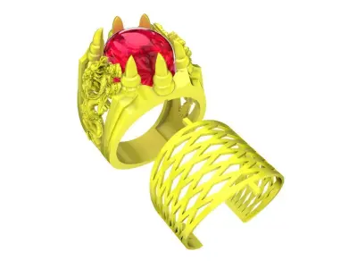 Luxury Dragon Oval Gemstone Ring for Men 4731 3D print model