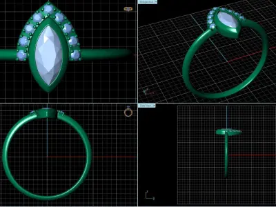 Marquise Diamond Engagement Ring 3D print model