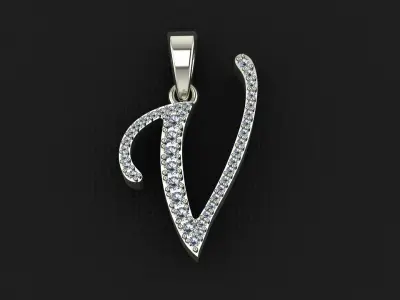 letter V pendant 3D print model