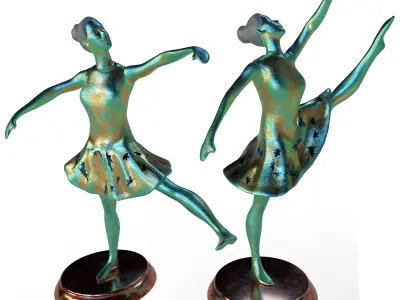 Statue of dancers Low-poly 3D model