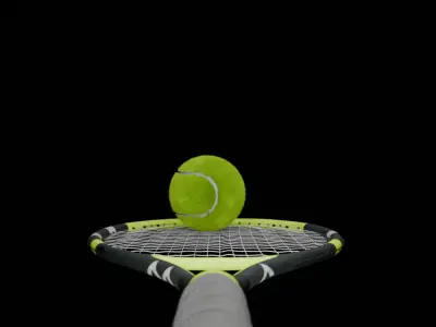 Tennis bat and ball Low-poly 3D model