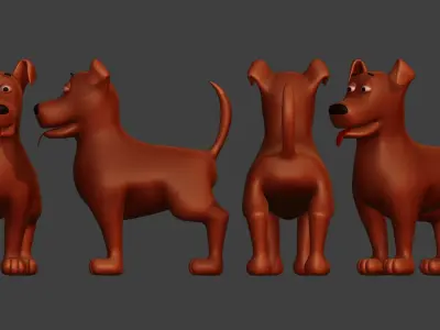 Cartoon Dog Subdivision Ready for Film Low-poly 3D model