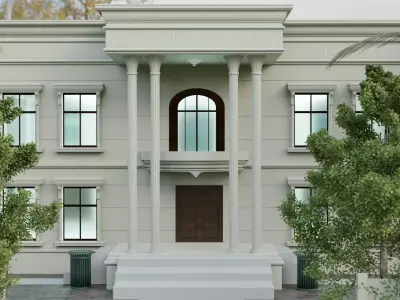 classical white villa 3D model
