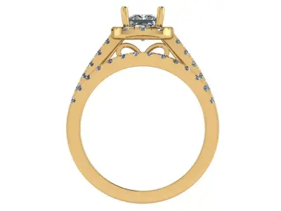 cushion shape solitare halo ring  3D print model