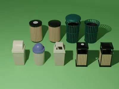 Trash cans or bins 3D model