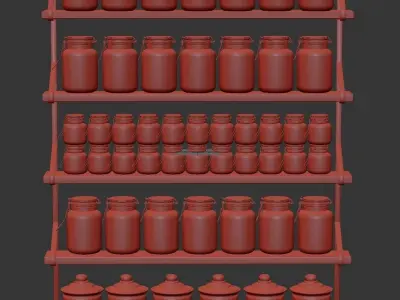 ShelfJar jars on shelf 3D model
