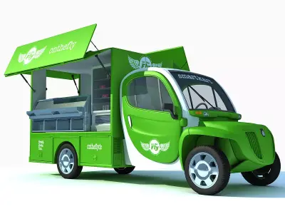 Green Fly Stand Food Truck 3D model