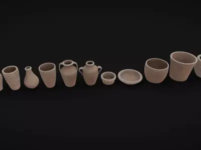 Clay Pots 01 Low-poly 3D model