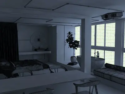 Bedroom Wood Interior 3D model