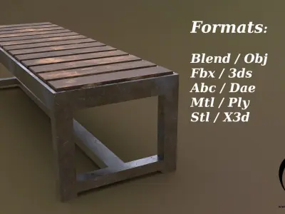bench 15 4in1 - 4 Texture 1 Model Low-poly 3D model