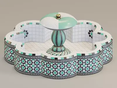 Octagonal mosaic fountain 3D model