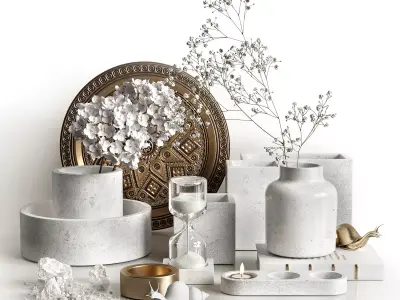 Decorative set in white colors 3D model