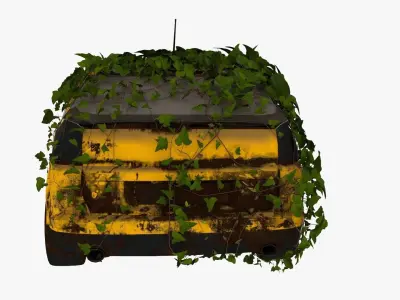 4K realistic low poly abandoned car with ivy 3D model