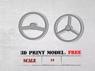 STL printable steering wheel for semi truck model kits Free 3D print model