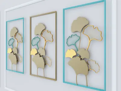 Decorative plants with gold stainless  m12 3D model