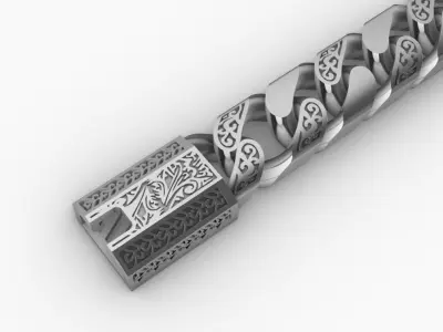 stylized cuban chain with lock 10mm 3D print model