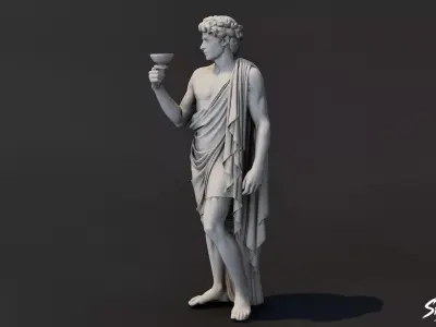 Dionysus Statue   Low-poly 3D model