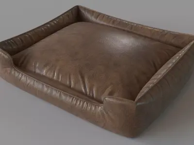 Lounge Faux Leather Vintage Medium Dog Bed 3D model